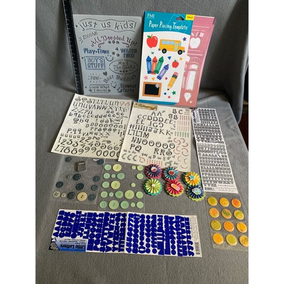 Scrapbooking & Craft Supplies Bundle: Stickers Buttons Templates & Embellishment - Picture 11 of 11